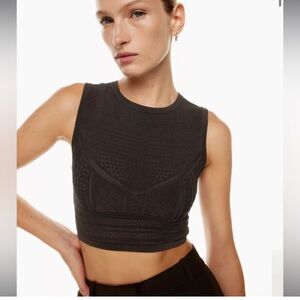 Babaton Black Pointelle Crop Tank